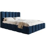 Lit double 180x200 palermo - lit avec rangement - lit design, lit adulte tissu velvet (bleu fonc - kronos ...