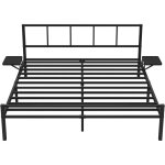 Vasagle - lit double, lit 2 personnes, cadre de lit en métal avec Étagères de rangement, tête de lit, ... Vasagle - lit double, lit 2 personnes, cadre de lit en métal avec Étagères de rangement, tête de lit, ...
