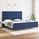 Design in - lit double, lit adulte, cadre de lit avec tte de lit bleu 180 x 200 cm tissu829266 cfw688758 ...