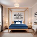 Le quai des affaires - lit double  baldaquin romance 160x200 / htre massif huile /