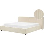 Beliani - lit double beige en velours côtelé 180 x 200 cm bois de peuplier eucalyptus linards Beliani - lit double beige en velours côtelé 180 x 200 cm bois de peuplier eucalyptus linards
