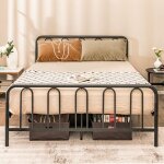 Maisonchic - lit double cadre de lit en mtal pour matelas de 200 x 160 cm fer forg avec 5 pied rangement ...
