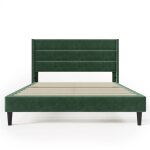 Gutent - lit double capitonn 140 x 200 cm, avec sommier  lattes et tte de lit, couvre - lit en velours ...