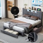 Eifson - lit 160x200 cm, lit adulte 160x200, lit double 160x200, avec 3 tiroirs, clairage led, port ...