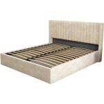 Lit double coffre camille velours beige 180x200cm