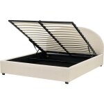 Beliani - lit double avec coffre en tissu beige 160 x 200 cm tte de lit ronde vaucluse