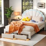 Sureh - lit double enfant 140x200 cm, lit enfant avec tiroirs et lumires led, cadre de lit avec sommier ...