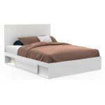 Idmarket - lit double melsa avec rangements t�te de lit et sommier 140 x 190 cm blanc