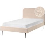 Lit double minimaliste en boucl 120 x 200 cm rembourr tte de lit sommier  lattes beige clair flayat ...