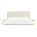 Beliani - lit double moderne en mdf avec tables de chevet led 180 x 200 cm cadre en similicuir blanc ... Beliani - lit double moderne en mdf avec tables de chevet led 180 x 200 cm cadre en similicuir blanc ...