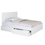 Idmarket - lit double omaha 4 tiroirs sur roulettes avec t�te de lit et sommier 140 x 190 cm blanc