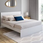 Idmarket ? lit double 160x200 cm blanc ? t�te de lit 90 cm ? sommier 26 lattes avec zone lombaire renforc�e ...