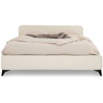 Idimex ? lit double 140 x 190 cm en tissu doux blanc cr�me ? sommier � lattes inclus ? cadre en bois ...