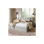 Lit double rembourr avec coffre de rangement hydraulique 140x200cm, sommier moderne  lattes en bois ...