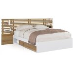 Idmarket - lit double savana avec tête de lit, chevets, rangements et sommier 140 x 190 cm hêtre et blanc ... Idmarket - lit double savana avec tête de lit, chevets, rangements et sommier 140 x 190 cm hêtre et blanc ...