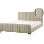 Beliani - lit double sommier à lattes avec haute tête de lit et pieds en métal 160 x 200 cm en tissu ... Beliani - lit double sommier à lattes avec haute tête de lit et pieds en métal 160 x 200 cm en tissu ...