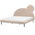Beliani - lit double tissu boucl beige 180 x 200 cm  tte de lit ronde glamour margut