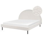 Beliani - lit double tissu boucl blanc 160 x 200 cm  tte de lit ronde glamour margut