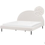 Beliani - lit double tissu boucl blanc 180 x 200 cm  tte de lit ronde glamour margut