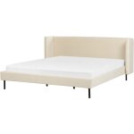 Beliani - lit double en velours beige 180 x 200 cm sommier  lattes de style elgant arette
