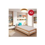 Le quai des affaires - lit empilable jonas 90x200 (lot de deux lits) + 2 sommiers / h�tre / 204. 5x94. ...