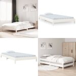 Lit empilable sans matelas blanc 100x200 cm bois de pin massif - lit superpos� - lit enfant - meuble ...