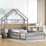 Gutent - lit d'enfant 140 x 200 cm, lit domestique avec barri�res, lit d'enfant avec t�te de lit - gris ...