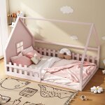 Hauss spole - lit enfant 140x200cm, lit cabane, forme maison, barrire de scurit, sommier  lattes, ...