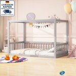 Lit enfant 90 x 200 cm, cadre de lit contemporain, sans matelas - gris Lit enfant 90 x 200 cm, cadre de lit contemporain, sans matelas - gris