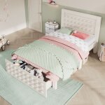 Lit enfant 90x200 en bois massif avec tiroirs, lit simple , design blocs créatif et rangement, blanc ... Lit enfant 90x200 en bois massif avec tiroirs, lit simple , design blocs créatif et rangement, blanc ...