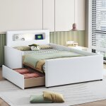 Wishdor ? lit enfant 90x200 cm capitonn� avec veilleuse et port usb ? tiroir de rangement ? simili cuir ...