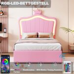 Hauss spole - lit enfant 90x200 cm, lit coffre hydraulique, led, tte de lit rglable en hauteur, lit ...