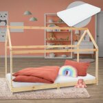 Lit d'enfants 90x200 cm naturel avec matelas à mousse froide, h:16 cm, housse amovible, sommier à lattes, ... Lit d'enfants 90x200 cm naturel avec matelas à mousse froide, h:16 cm, housse amovible, sommier à lattes, ...