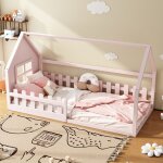 Hauss spole - lit enfant 90x200cm, lit cabane, forme maison, barrire de scurit, sommier  lattes, ...