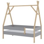 Vitalispa - lit enfant bali, gris, 80x160 cm avec matelas