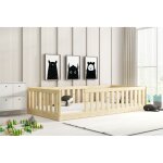 Lit enfant bella 96x194 dim. matelas 90x190 style montessori ? au sol - barrire de scurit - sommier ...