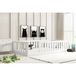 Lit enfant bella 96x194 dim. matelas 90x190 style montessori ? au sol - barrire de scurit - sommier ...