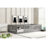 Lit enfant bella 96x194 dim. matelas 90x190 style montessori ? au sol - barrire de scurit - sommier ...
