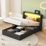 Lit enfant capitonné lit 90x200 avec bande lumineuse led, lecteur bluetooth et chargement usb, lit coffre ... Lit enfant capitonné lit 90x200 avec bande lumineuse led, lecteur bluetooth et chargement usb, lit coffre ...