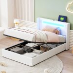 Lit enfant capitonné lit 90x200 avec bande lumineuse led, lecteur bluetooth et chargement usb, lit coffre ... Lit enfant capitonné lit 90x200 avec bande lumineuse led, lecteur bluetooth et chargement usb, lit coffre ...