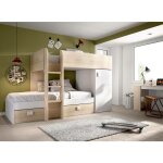 Lit pour enfants dguerci, chambre complte avec armoire et tiroirs, composition de lits superposs avec ...