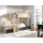 Lit pour enfants dguerci, chambre complte avec armoire et tiroirs, composition de lits superposs avec ...