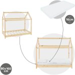 Ml - design - lit d'enfant forme maison 80 x 160 cm naturel avec matelas à mousse froide sommier à lattes ... Ml - design - lit d'enfant forme maison 80 x 160 cm naturel avec matelas à mousse froide sommier à lattes ...