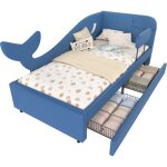 Lit enfant lit gigogne enfant baleine bleu 90x200cm - canapé - lit métal 2 tiroirs roulettes - rembourré ... Lit enfant lit gigogne enfant baleine bleu 90x200cm - canapé - lit métal 2 tiroirs roulettes - rembourré ...