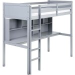 Lit pour enfants en hauteur 90 x 200 cm avec bureau en bois de pin sommier � lattes meuble de chambre ...