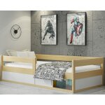 Lit enfant hugo 80x160 barri�re de s�curit� - sommier a lattes - bois massif - pin - sans matelas (pin) ...