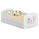 Lit d'enfant luk avec tiroir et tringle 140x70 fille avec licorne