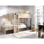 Lit pour enfants marmolada, chambre complte avec armoire et tiroirs, composition de lits superposs ...