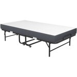 Lit enfant simple pliant 90x190 cm en m�tal, lit ado, matelas en �ponge de 9, 5 cm, 4 roulettes frein, ...