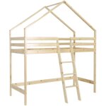 Lit enfant sur�lev� cabane 90 x 190 cm pin naturel sommier � lattes inclus - roya